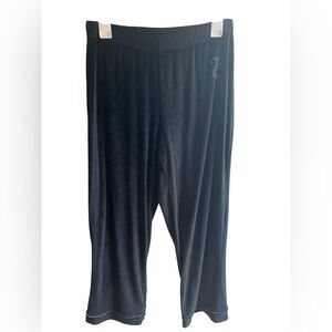 Juicy Couture Women's Rhinestone Logo Black Soft Velvety Pull On Lounge Pants M